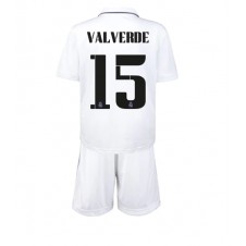 Real Madrid Federico Valverde #15 Hjemmedraktsett Barn 2022-23 Kortermet (+ korte bukser)